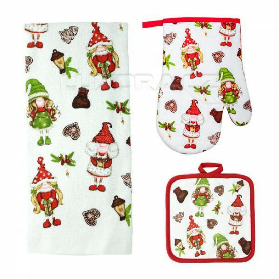 Vánoční set Elfíci - chňapka,utěrka,podložka - 268533/hl