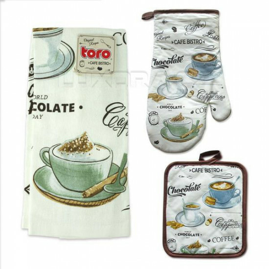 Kuchyňský set Cafe bistro - chňapka,utěrka,podložka - 268518/hl