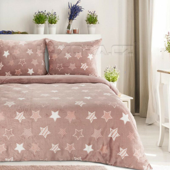 Povlečení mikroflanel hvězdy starorůžové - 460162/hl