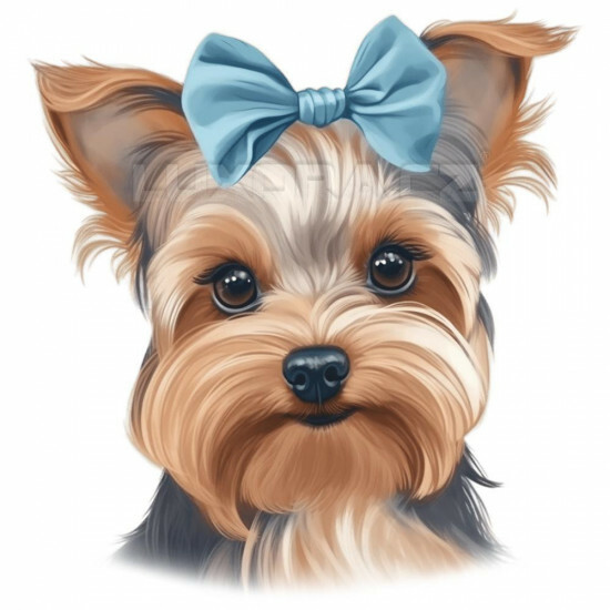 Nažehlovačka Jorkšír s modrou mašlí - NAŽ213/hl