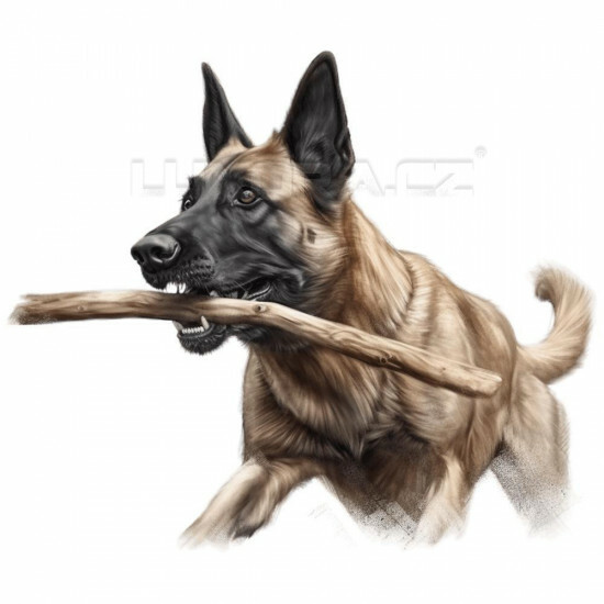 Nažehlovačka Belgický malinois s klackem - NAŽ146/hl
