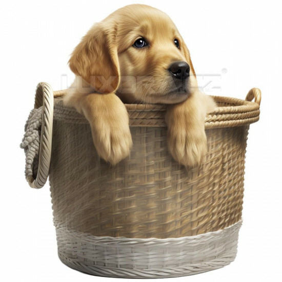 Nažehlovačka Zlatý retrívr štěně v košíku - NAŽ308/hl