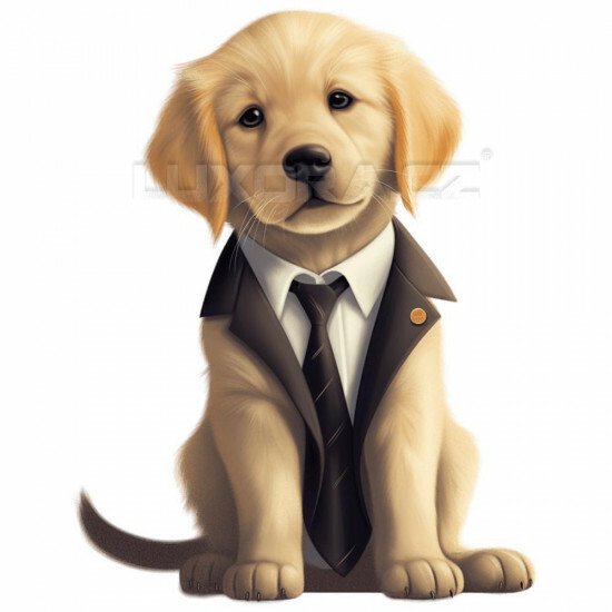 Nažehlovačka Zlatý retrívr štěně s kravatou - NAŽ305/hl