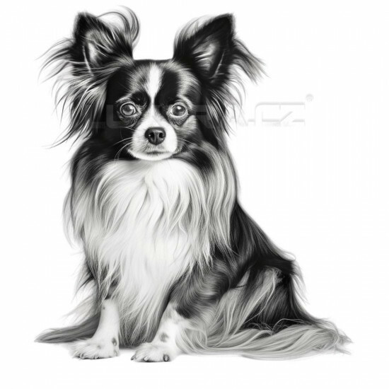 Nažehlovačka Čivava dlouhosrstá černobílá - NAŽ187/hl