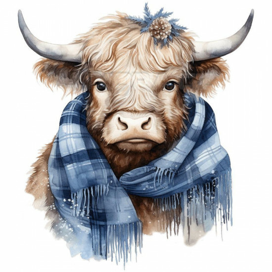 Nažehlovačka Kráva se šálou modrá - NAŽ577/hl