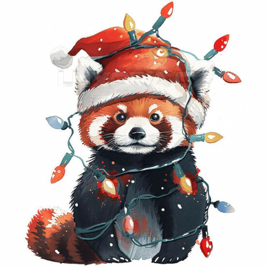 Nažehlovačka Panda červená a vánoční světýlka - NAŽ597/hl