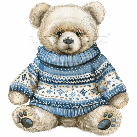 Nažehlovačka Medvídek ve svetru modrý - NAŽ593/hl