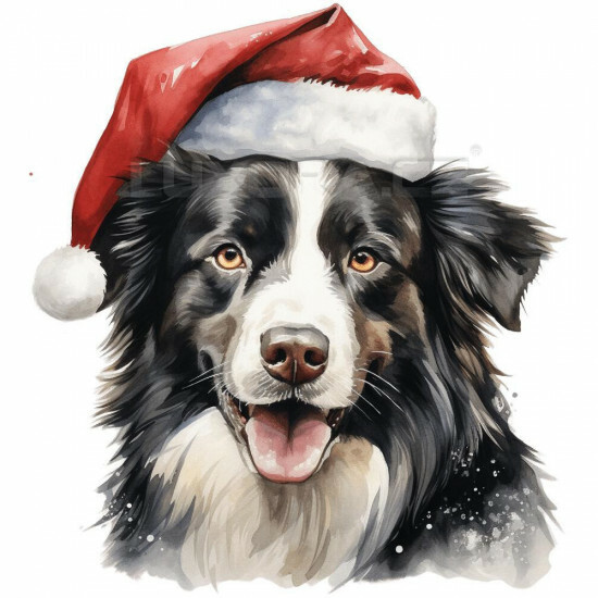 Nažehlovačka Border kolie s vánoční čepicí - NAŽ554/hl