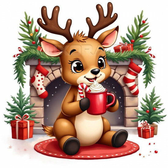 Nažehlovačka Vánoční sobík u krbu - NAŽ677/hl