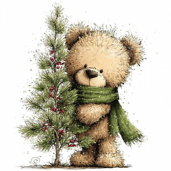 Nažehlovačka Vánoční stromeček a medvídek - NAŽ661/hl