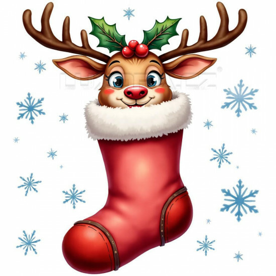 Nažehlovačka Vánoční sobík v ponožce - NAŽ678/hl