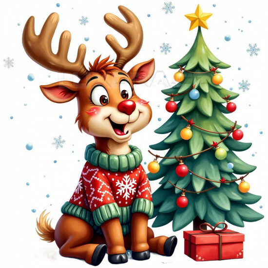 Nažehlovačka Vánoční sobík stromeček a dárek - NAŽ676/hl