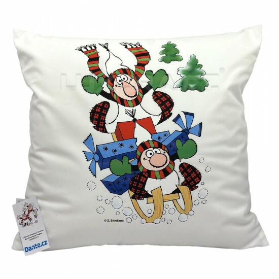 Povlak na polštářek Křemílek a Vochomůrka sáňky - PPKVsan/hl