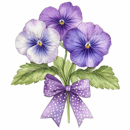 Nažehlovačka Fialové macešky s mašlí - NAŽ880/hl