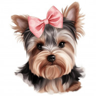 Nažehlovačka Jorkšír s růžovou mašlí