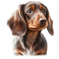 Nažehlovačka Jezevčík hndědý štěně hlava