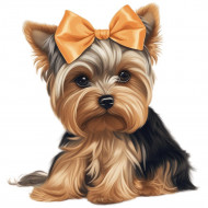 Nažehlovačka Jorkšír s oranžovou mašlí