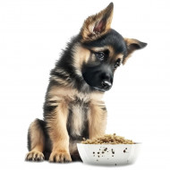 Nažehlovačka Německý ovčák štěně s miskou