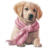 Nažehlovačka Zlatý retrívr štěně růžová šála