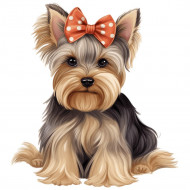 Nažehlovačka Jorkšír s červenou mašlí