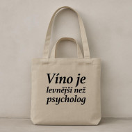 Taška béžová Víno je levnější než psycholog
