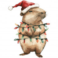 Nažehlovačka Kapybara a vánoční světýlka