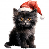 Nažehlovačka Kočka a vánoční čepice černá