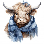 Nažehlovačka Kráva se šálou modrá