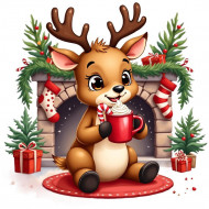 Nažehlovačka Vánoční sobík u krbu