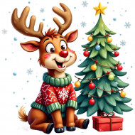 Nažehlovačka Vánoční sobík stromeček a dárek