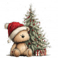 Nažehlovačka Sedící medvídek stromeček a dárečky