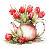 Nažehlovačka Červené tulipány v konvičce