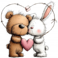 Nažehlovačka Medvídek a králíček v srdci